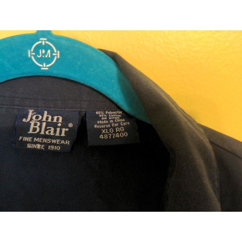 Vintage John Blair Jacket Men's Full Zip Collar 80s Blue Pocket Norm XL XLarge - Picture 6 of 9